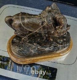 Th. Gechter Cheval Bronze A ¨patine Marron Marbre Sienne Epoque Xixeme 16x15cm