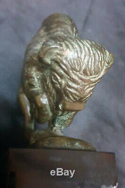 Thomas François Cartier Bison en bronze sur marbre noir