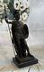 Vintage Bronze Buste Signée Marbre Base Romain/grec Barbu Homme Soldat Figurine