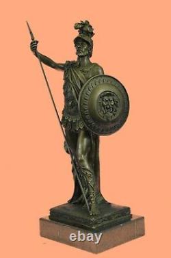 Vintage Bronze Buste Signée Marbre Base Romain/Grec Barbu Homme Soldat Figurine
