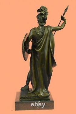 Vintage Bronze Buste Signée Marbre Base Romain/Grec Barbu Homme Soldat Figurine