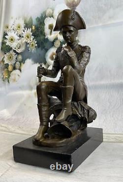 Vintage Rare Signée Bronze Napoléon Bonaparte Buste Statue Sculpture Base Marbre