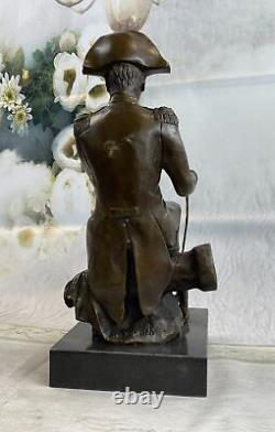 Vintage Rare Signée Bronze Napoléon Bonaparte Buste Statue Sculpture Base Marbre