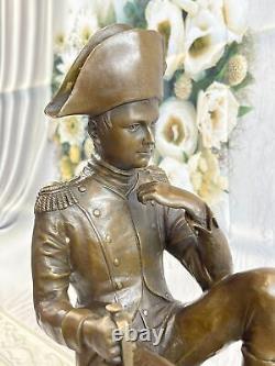 Vintage Rare Signée Bronze Napoléon Bonaparte Buste Statue Sculpture Base Marbre