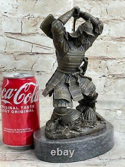 Vintage Rare Signée Kamiko Solide Samurai Bronze Art Déco Marbre Figurine Base