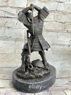 Vintage Rare Signée Kamiko Solide Samurai Bronze Art Déco Marbre Figurine Base