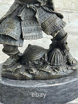 Vintage Rare Signée Kamiko Solide Samurai Bronze Art Déco Marbre Figurine Base