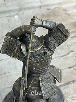 Vintage Rare Signée Kamiko Solide Samurai Bronze Art Déco Marbre Figurine Base