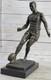 Vintage Style Bronze Statue Rugby Lecteur Sports Icon Marbre Base Sign&eacute;e D&eacute;cor
