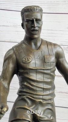 Vintage Style Bronze Statue Rugby Lecteur SPORTS Icon Marbre Base Signée Décor