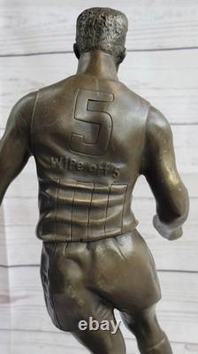 Vintage Style Bronze Statue Rugby Lecteur SPORTS Icon Marbre Base Signée Décor