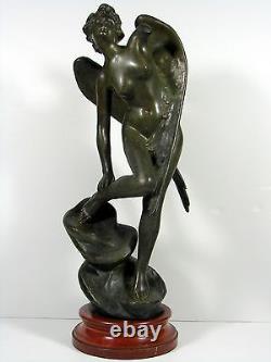 XX° VICTOIRE HANDICAPÉE AILÉE bronze patiné marbre rouge Julien Caussé 11 KG