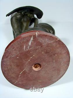 XX° VICTOIRE HANDICAPÉE AILÉE bronze patiné marbre rouge Julien Caussé 11 KG